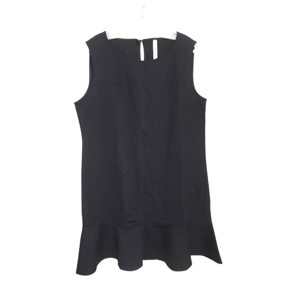 Black Sleeveless Flounce Hem Shift Dress Destiny 101 Plus 3 Nylon/Rayon/Spandex - Picture 1 of 8